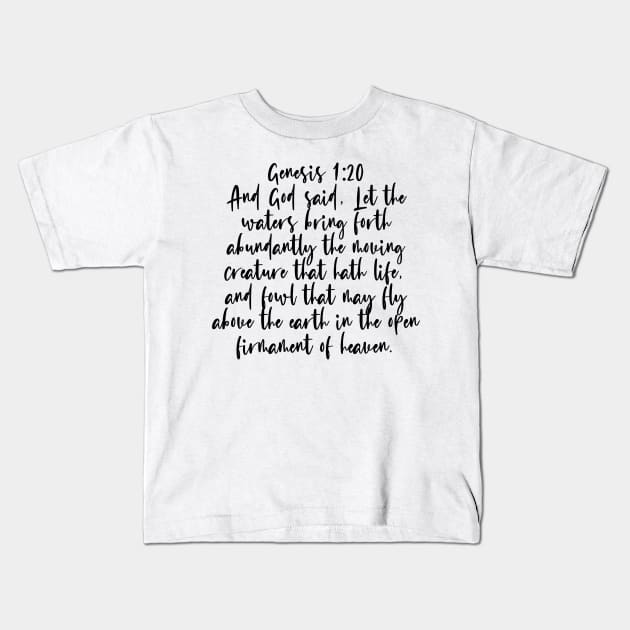 Genesis 1:20 Bible Verse Kids T-Shirt by Bible All Day 